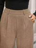 2025 Autumn/Winter European & American Ribbed High-Waisted Wide-Leg Women's Pants - Casual Commute Style