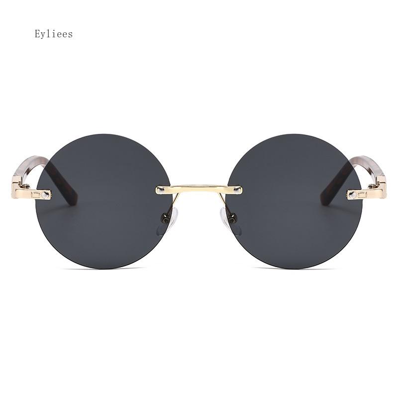 Ochelari de soare clasici, fără montură, femei, bărbați, cristal, lentile verde închis, ochelari de soare retro, rotunzi, ochelari de conducere în aer liber