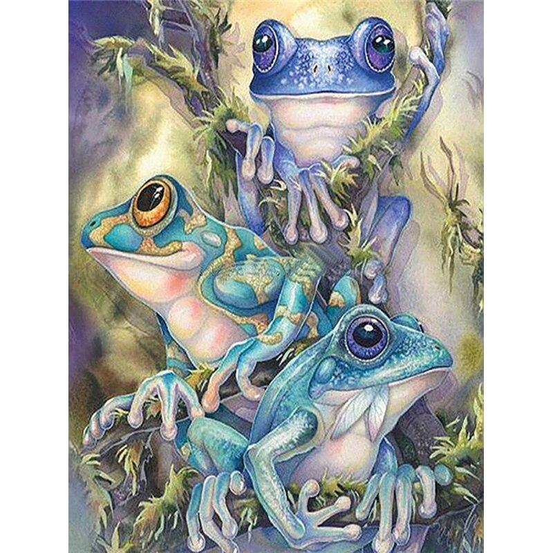 5D DIY Diamond Painting Frog Diamond Embroidery Lotus Animal Cross Stitch Crafts Full Round Drill Home Decor Manual Gift