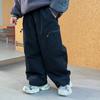 Jungen S Fleece Cargohose mit Taschen Gerades Bein Freizeit Hose