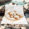 1pc Bear On Moon Blanket- Lightweight Throw for Sofa, Outdoor, Camping, Livingroom, Office, Chair, and Bed - Digital Printing Soft and Warm