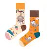 Párové kreslené zvířecí asymetrické bavlněné ponožky - Zábavný a trendy styl