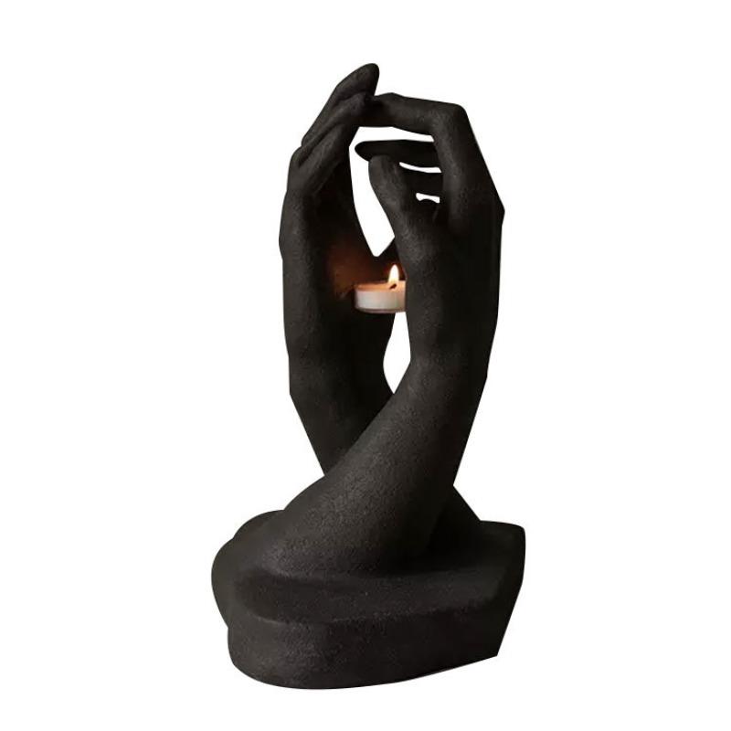 

Hands Candle Holder Modern Sculpture Candle Holders Elegant Candlestick Aesthetic Decorative Candlesticks Table Decorations чёрный