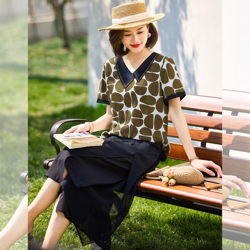 Chic Summer Two-Piece Set for Middle-Aged Women XL