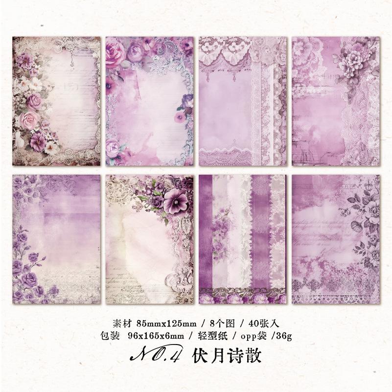 40pcs/1 lot Material Paper Tsunayama Collection Series Retro Floral DIY Material Decoration