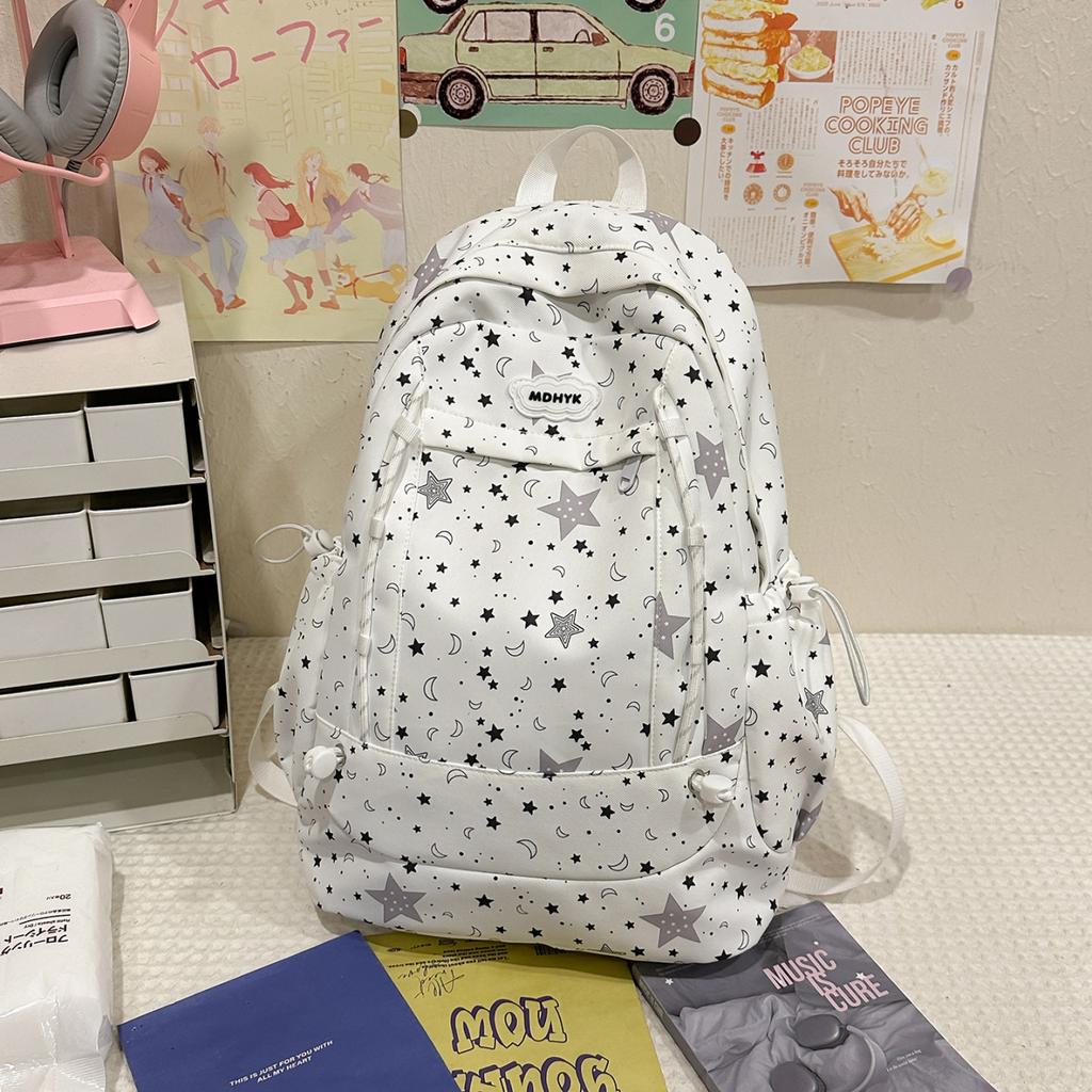 Schulranzen1011 neuer Schulranzen weiblich Mittelschule Oberschule Schüler Rucksack mit großem Fassungsvermögen Sternenprint weibliche Studentin Computertasche