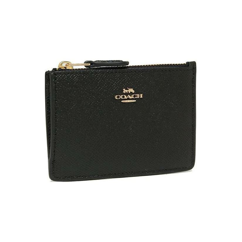 Coach Skinny Id Case Solid Color Leather Card Holder Mini Women Card Holder Black 57841-LIBLK