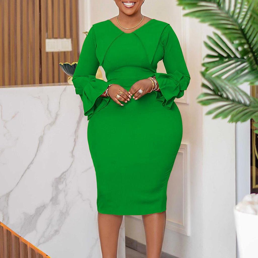 Plus Size Women's Bodycon Pencil Skirt Dress - African Fashion Temperament