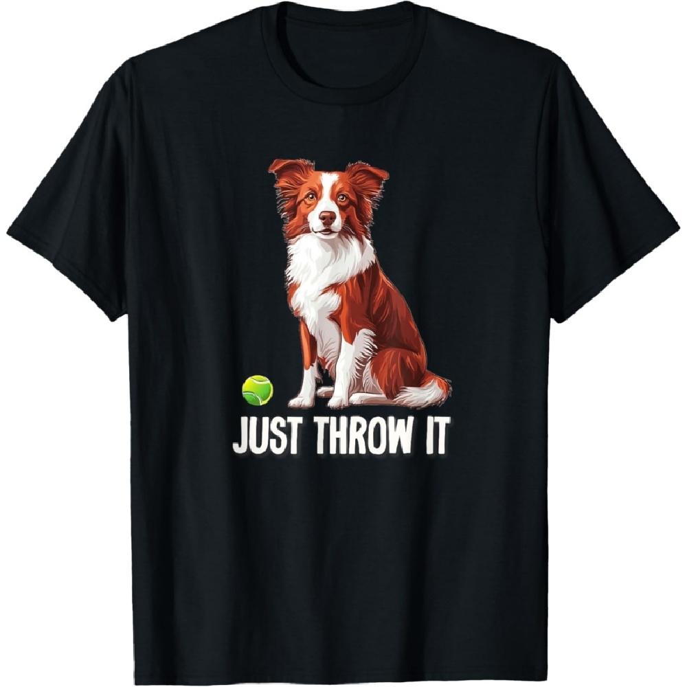 Funny Herd Dog Art Gifts Tee Shirts & Hoodies Cute Just Throw It Red Border Collie Lover T-Shirt XXXXXL чёрный