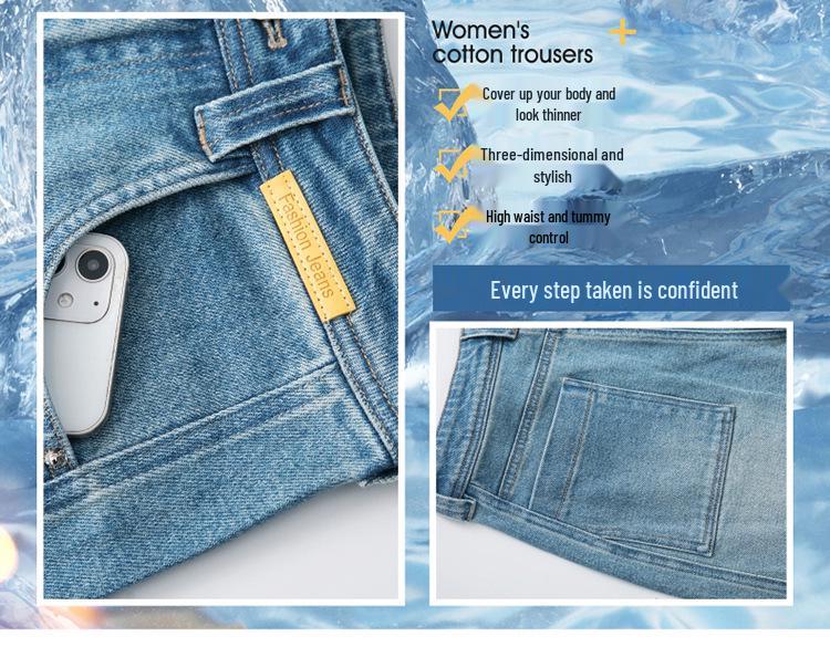 High Waist Loose Wide Leg Denim Pants for Middle-Aged Women - 2025 Spring/Summer Casual Jeans