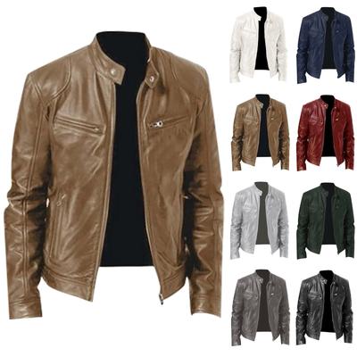 Autumn And Winter Men's Casual Solid Color Long-sleeved Slim Leather