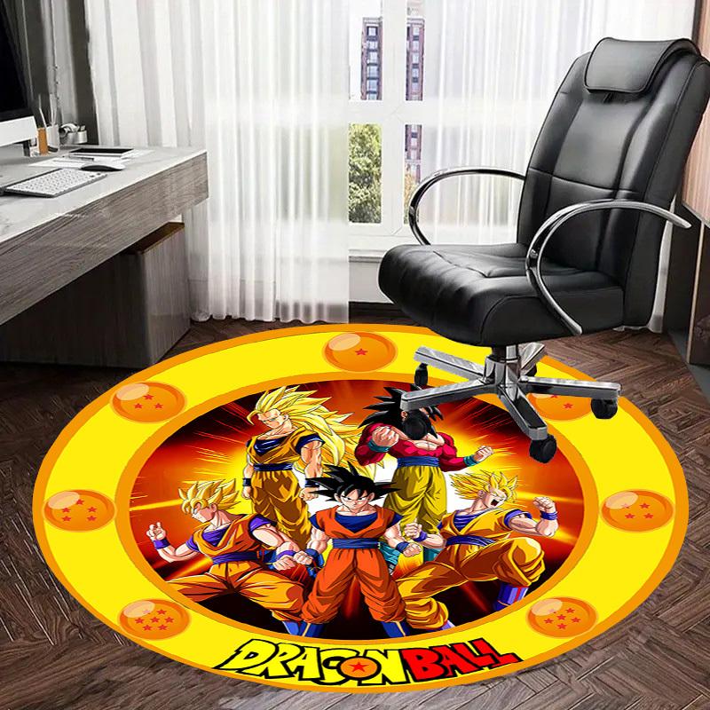 1pc Dragon Ball Characters Artwork Round Carpet, Made of Polyester,Perfect for Decorating Office Chairs, Living Rooms