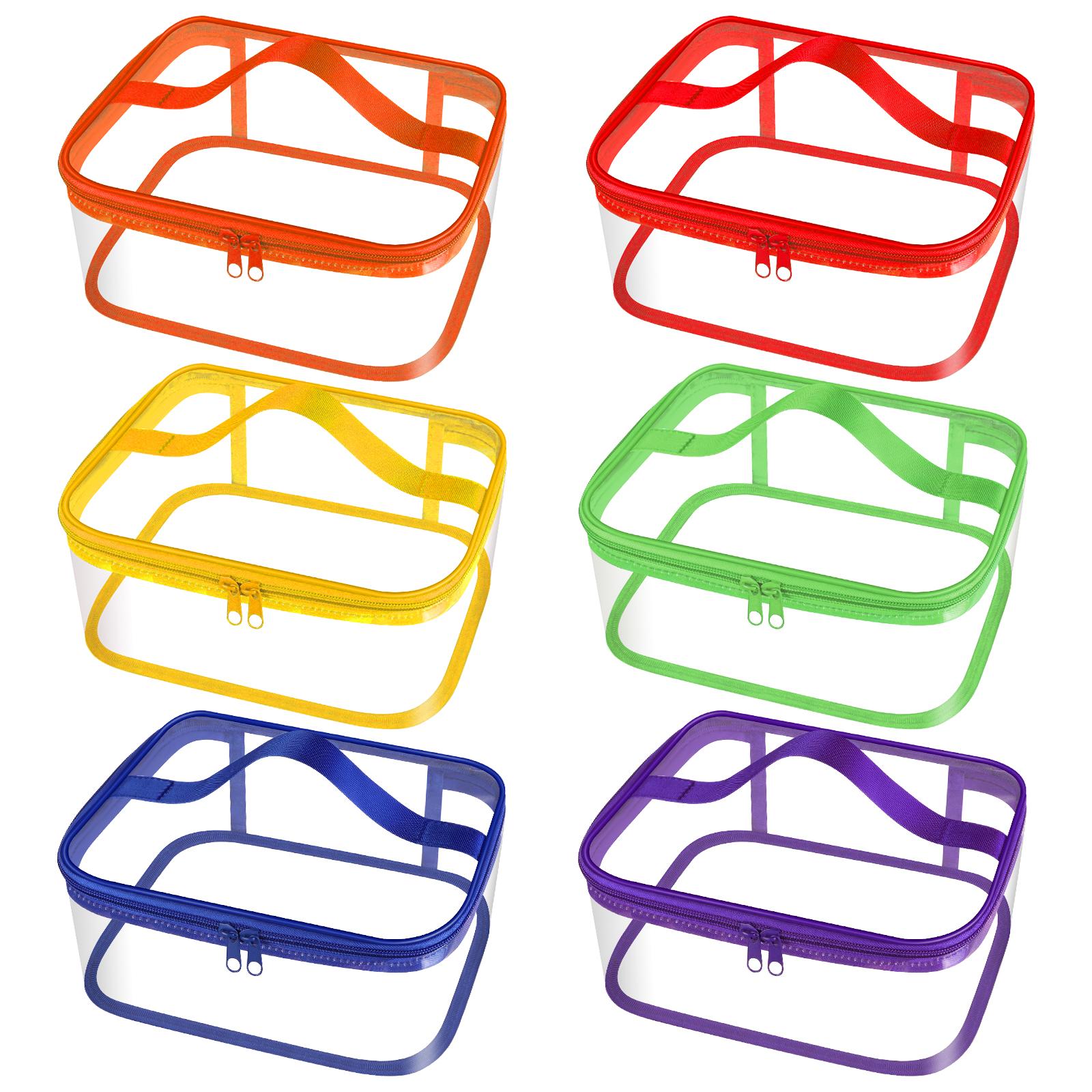 

6 Pcs Clear Pvc Toy Storage Bags With Handles 9.1X6.7X3.9 Inch Travel Toiletry Bags Waterproof Toy Storage Organizer Pouch With 1