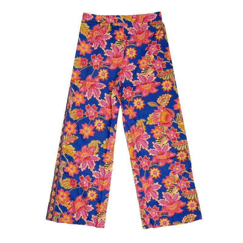 Pantalon élastique bleu pavina à fleurs Femme LA PETITE ETOILE