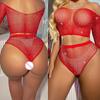 Hot Sexy Shiny Rhinestones Bodysuit Women Sexy Lingerie Fashion Fishnet Tops Porn Bodycon Underwear Erotic Outfits Sexy Set