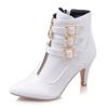 FOREADA Women Ankle Boots Pointed Toe Kitten High Heels Buckle Zipper Short Boots Ladies Fashion Shoes Autumn Winter