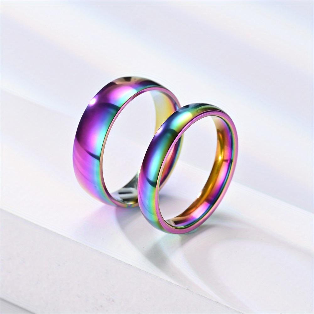 1Pc Fashionable Mirror New Color Seven-color Inner and Outer Ball Titanium Steel Ring