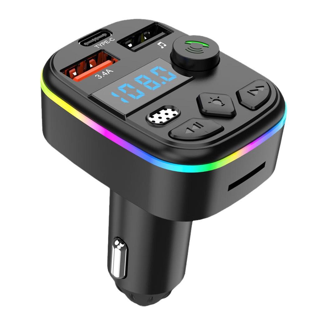 Bluetooth V5.3 Car FM Transmitter & Charger with MP3 Playback and Hands-free Calling