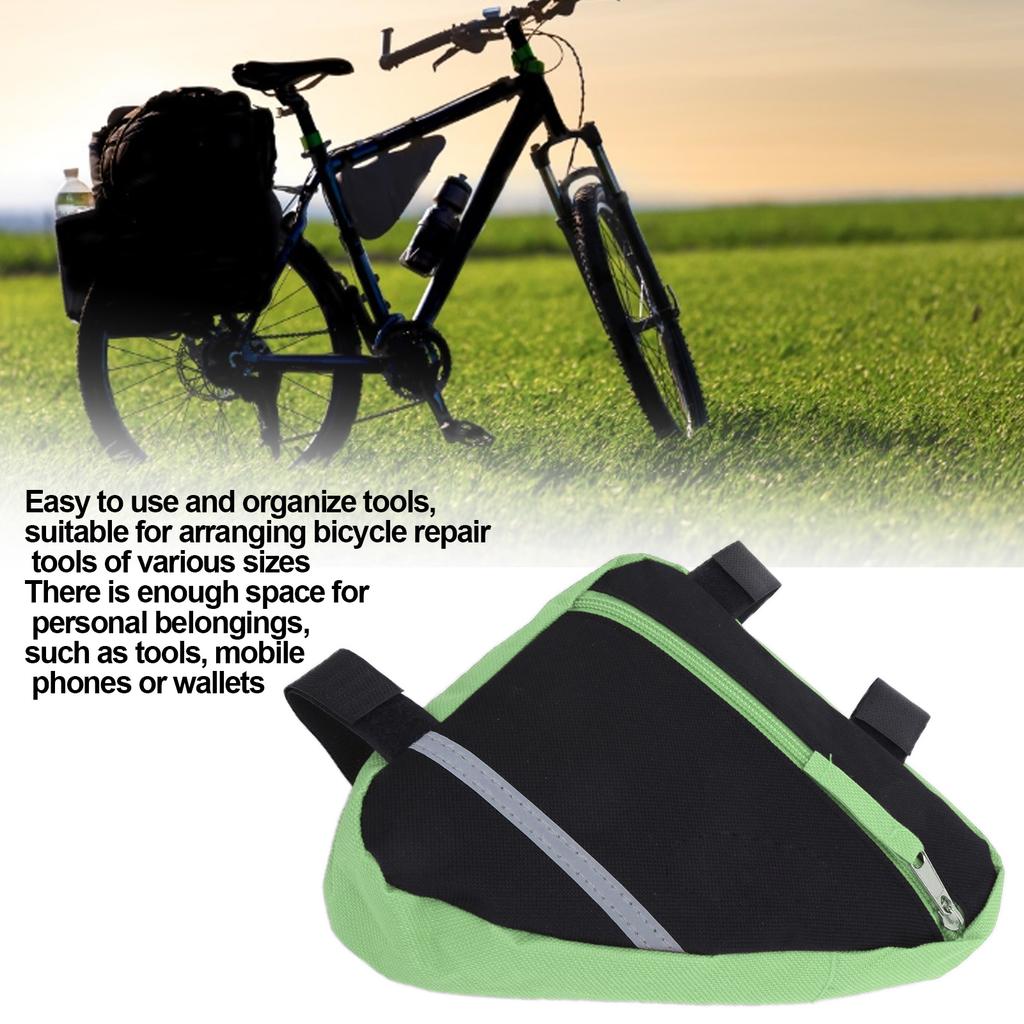 Bike Triangle Bag Durable Multifunctional Bicycle Bag Nylon Bicycle Accessories for Outdoor CyclingGreen
