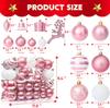 Joyfy 66 Pcs Christmas Balls Ornaments Set Pink Shatterproof Plastic Christmas Tree Ornaments for Xmas Hanging Decoration