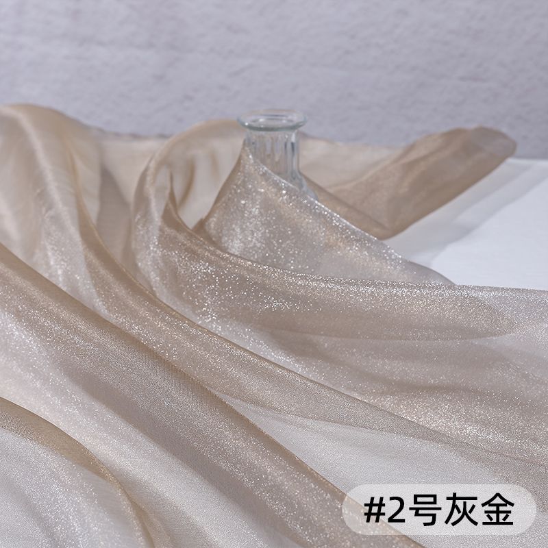 Thin Crystal Organza Fabric Per Meter for Summer Dress Stage Costume Scene Decoration Diy Sewing Soft Smooth Shiny Cloth Black