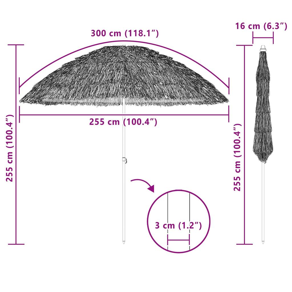 Garden Umbrella Natural 255 X 255 X 255 Cm