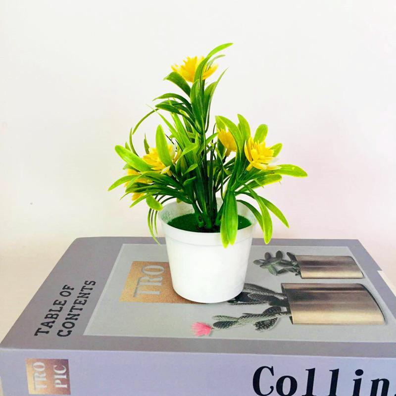 

Искусственные растения бонсай цветок с горшком дом сад комната домашний офис украшение стола желтый красный оранжевый розовый фиолетовый растения жёлтый