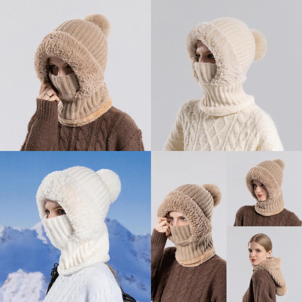 Womens Knit Hat With Neck Warmer And Windproof Fleece For Winter Outdoor Activities