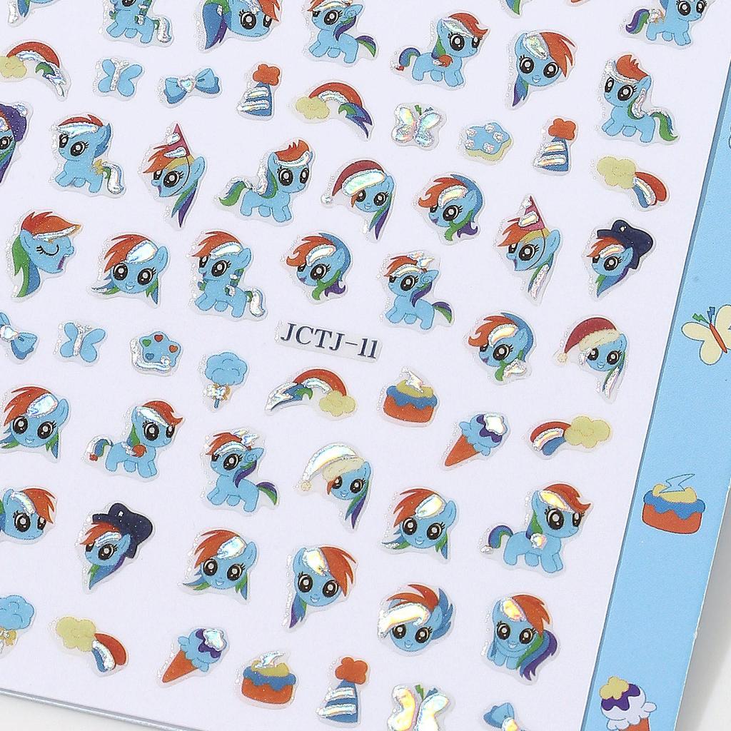3D Laser Cartoon Luminous Nail Stickers for Kids – Cute DIY Manicure and Pen Holder Decorations