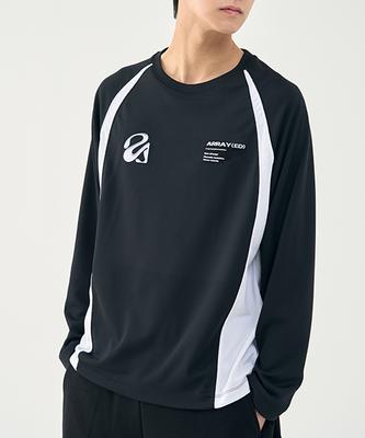 ARRAYED Flat Back Mesh Raglan Long Sleeve T-Shirt [Black]