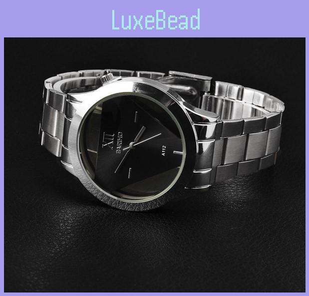 Unique Stainless Steel Triangle Skeleton Watch Stylish Alloy Case And Glass Mirror