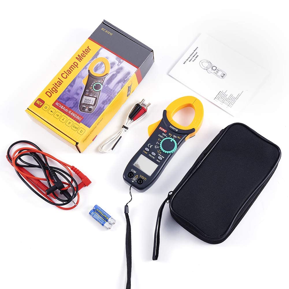 ELIKE True RMS, NCV, AC/DC Digital Multimeter with Amplifier and Volt Clamp Meter for Voltage, Resistance, Diode, Continuity, and Auto-Range (3266TB)