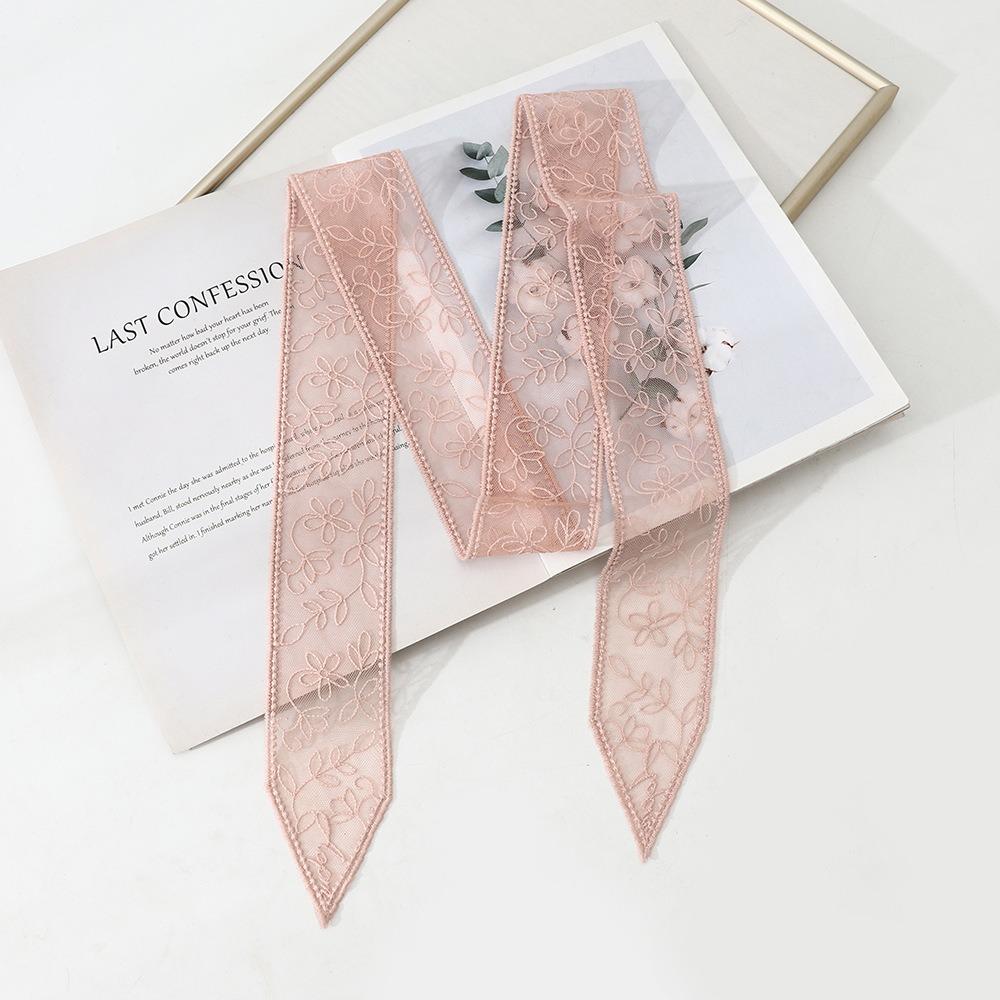Korean Version Lace Scarf Embroidered Flower Sunscreen Shawl Ins Women Narrow Long Scarf  Summer