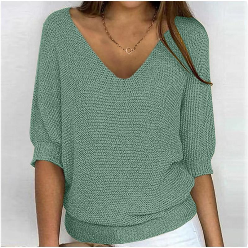 2026 Damen einfarbig Rundhals 3/4 Ärmel Stricktop Klimaanlagen Cardigan Tägliche Kleidung