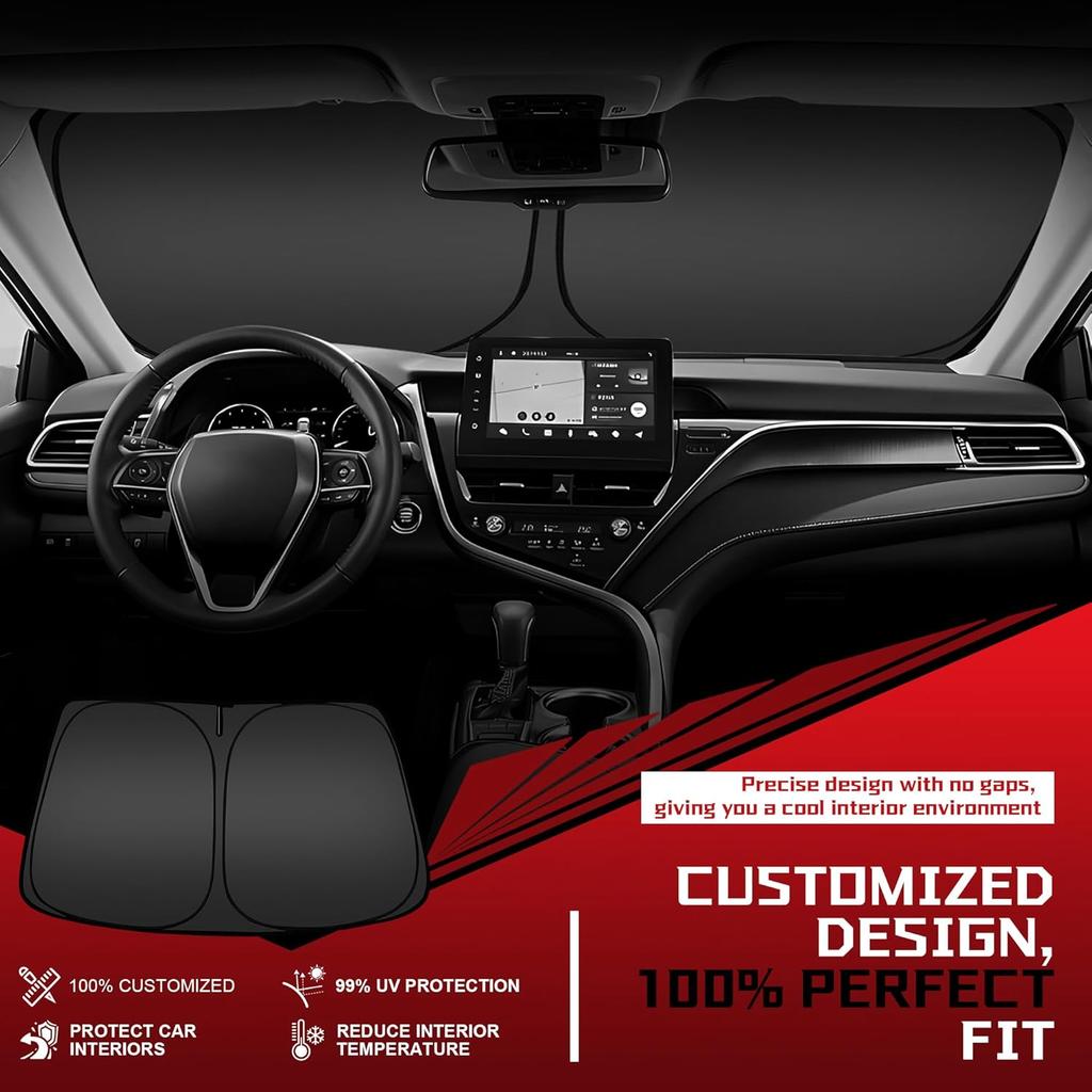 Windshield Sun Shade for Toyota RAV4 2013-2018 RAV-4 SUV Foldable Sun Sunshade for Car Front Window Blocks UV Rays and Heat Automotive Interior