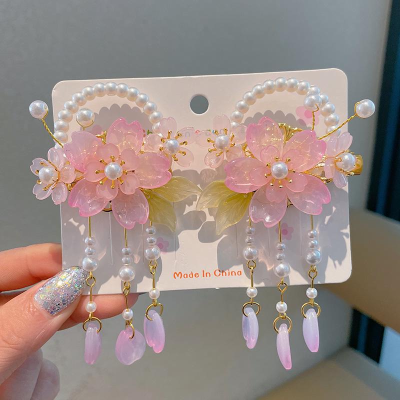 Chinese Style Hanfu Hairpin Set for Girls - Includes Hair Clips, Swaying Tassels, and Butterfly Accessories