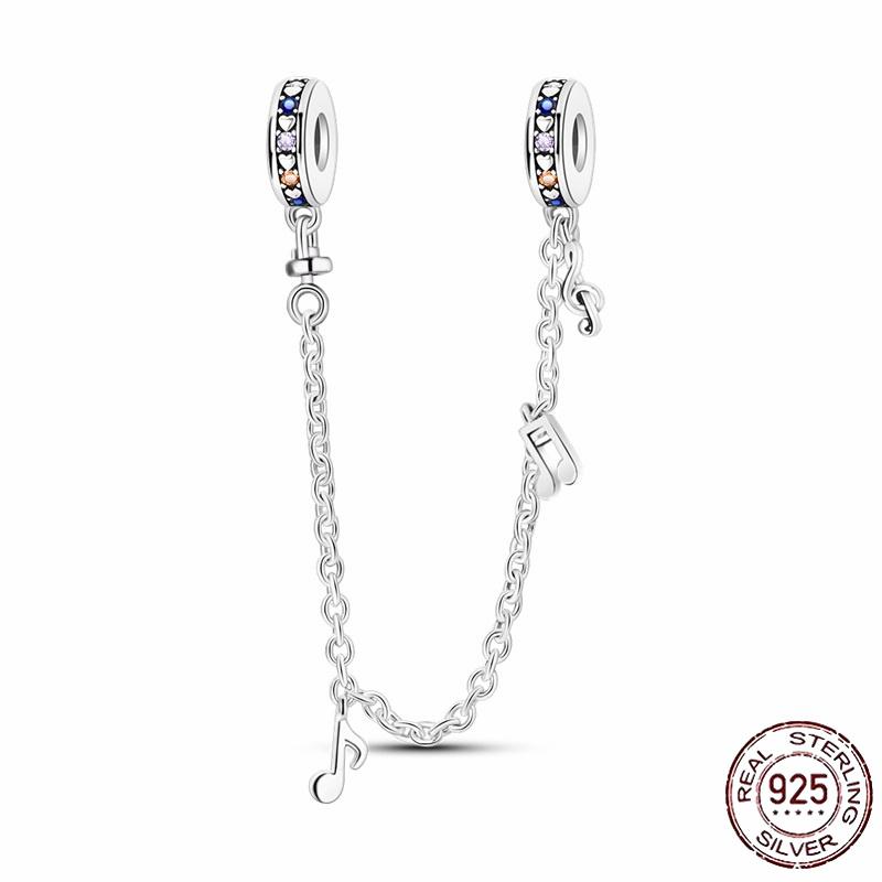 Stříbrný Křišťálový Pavé Bezpečnostní Řetízek Pevný Klip Pramen Přívěsek Vhodný pro Ženy Náramek Stříbrné Šperky Párty Narozeninový Dárek