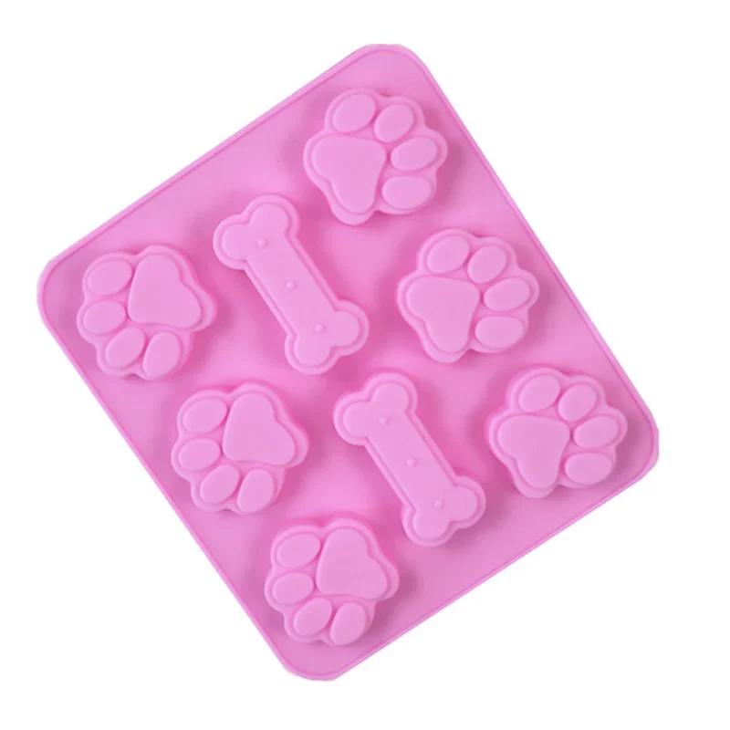 

1pc-Dog Claw Bone Cake Mold 3D Silicone Mold, Pet Food Baking Mold рожевий