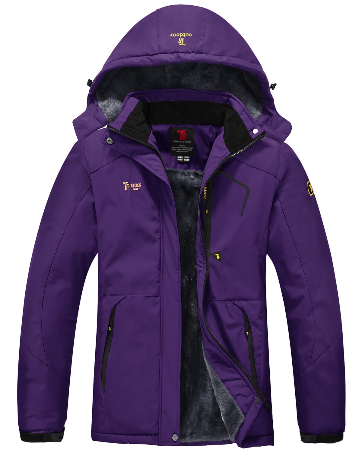 

YSENTO Зимняя куртка с флисовой подкладкой-стойкой и съемным капюшоном, теплая для и мотоцикла, размер L, женская, подкладка, воротник, капюшон, ветрозащитная, водоотталкивающая, фиолетовый