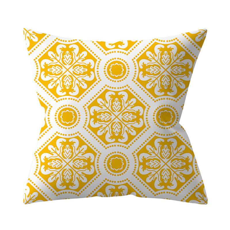 Cushion Cover Nordic Pillow  Yellow Datura Decoration Sofa   Throw  Home