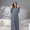 Men's and Women's Summer Zipper Bathrobe Couple Pajamas Hooded Pajamas Thin Soft Comfortable Pajamas Long Nightgown