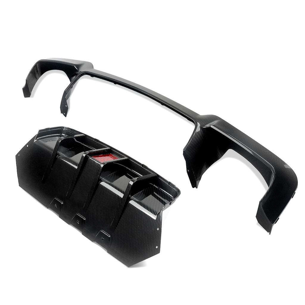MagicKit for BMW 5 Series F10 M Sport Bumper 10-16 Carbon Look Rear Diffuser with LED Light