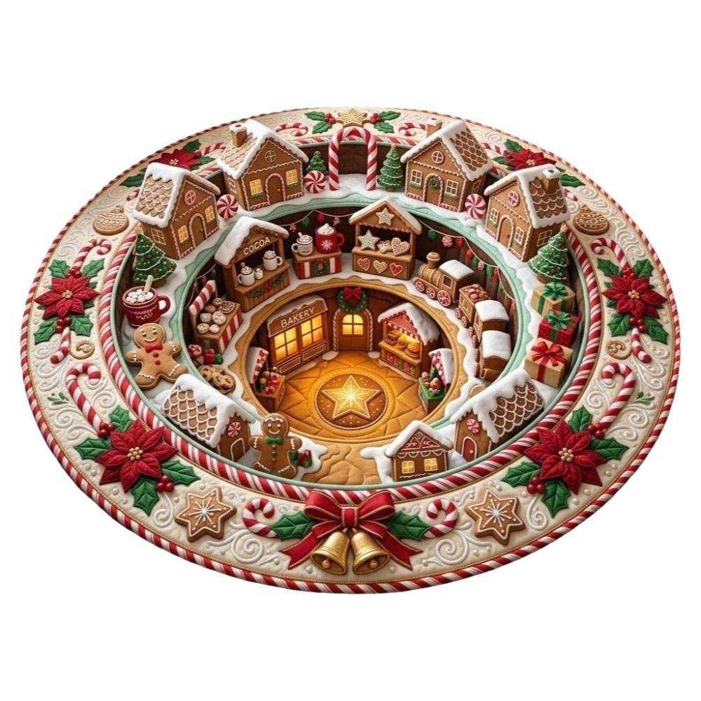 3D Special-shaped Christmas Round Carpet Imitation Cashmere Santa Claus Floor Mat  Home Decor