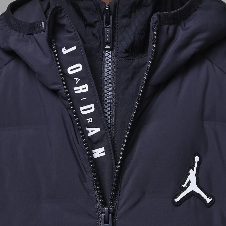 Jordan Pohodlná Měkká Teplá Péřová Bunda s Kapucí Dětské svrchní oblečení Modrá Černá HQ7152-010