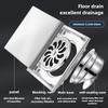 Large Flow Drainer with Base 304 Stainless Steel Hidden Square Bathroom Toilet Drainage Anti-odor Floor Drain