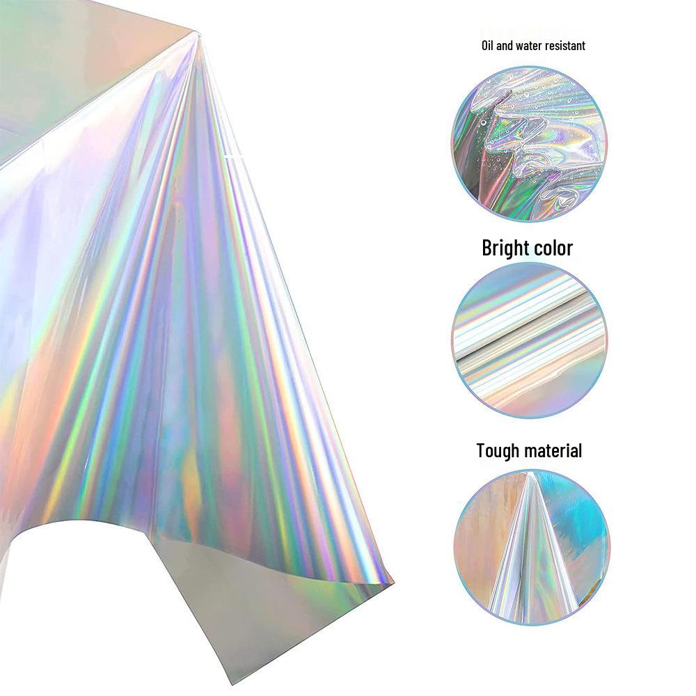 Iridescent Rainbow Plastic Tablecloth for Christmas or Birthday Parties