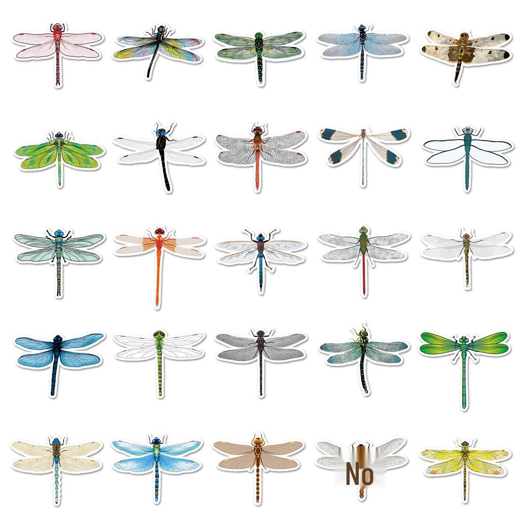 50 Dragonfly Cartoon Animal Stickers: Cute, Waterproof Decorations for Diaries, Phone Cases, and Water Cups