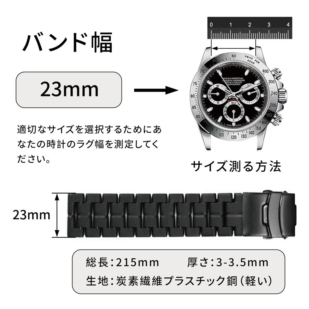 Sibehill Luminox 23mm Replacement Watch Band, Carbon Fiber, Plastic, and Steel, with Adjustment Tool