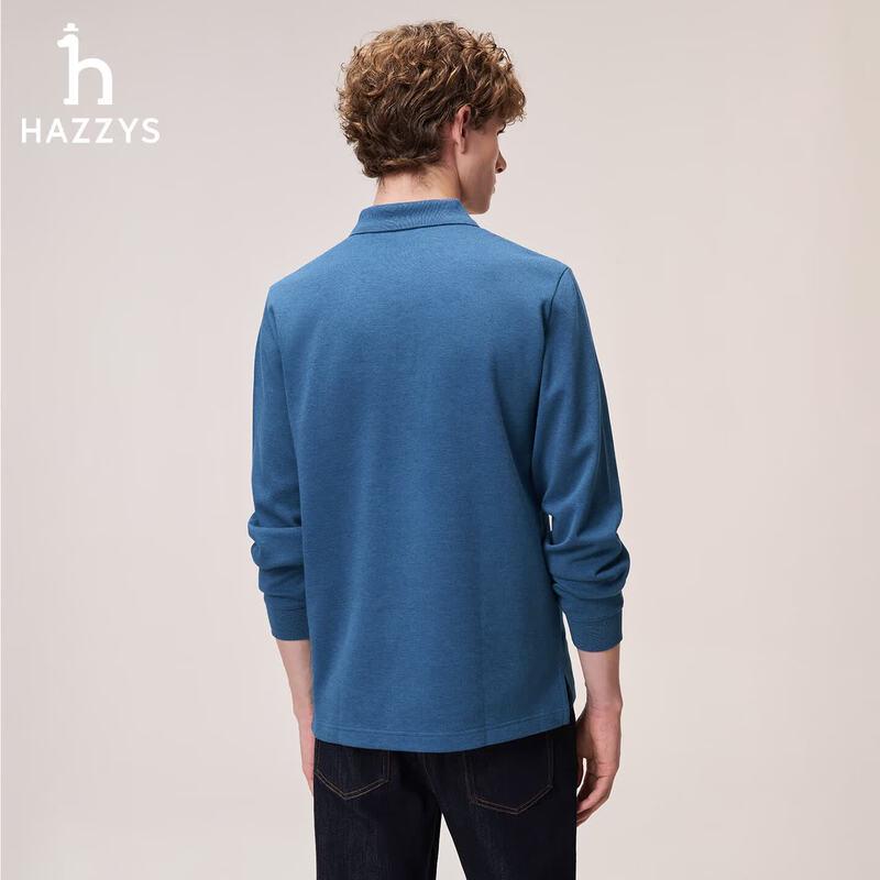 HAZZYS Men's Long-Sleeve Pique Polo Shirt
