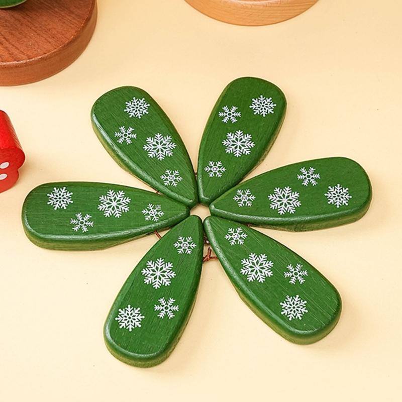 Wooden Stackable Christmas Tree Coasters Heatproof Dining Accessories With Seasonal Decorative Functionality